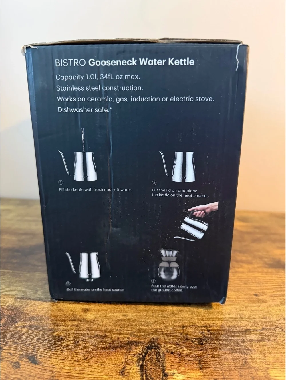 Bodum Bistro Gooseneck Water Kettle 1L Stainless Steel New